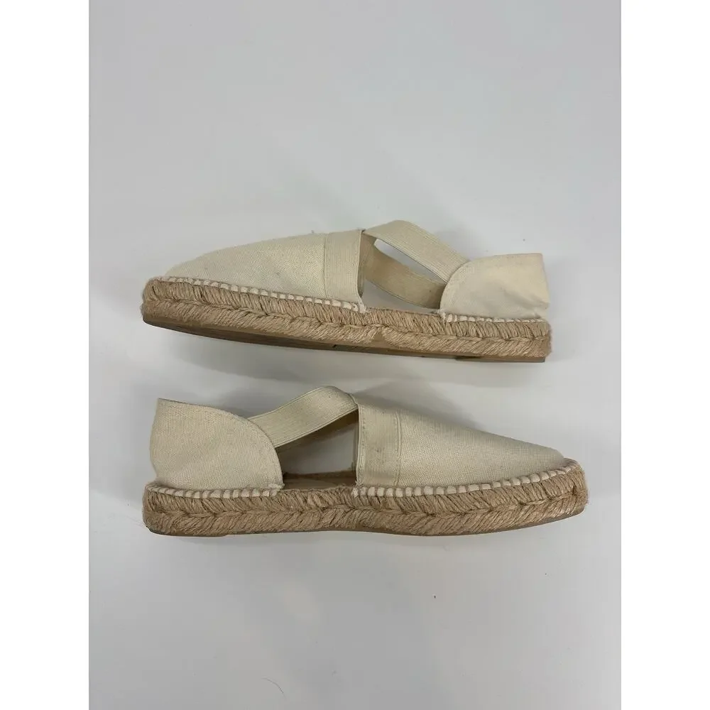 J Jill Women's Ivory Canvas Espadrille Slip On Flats US 7Casual Shoes